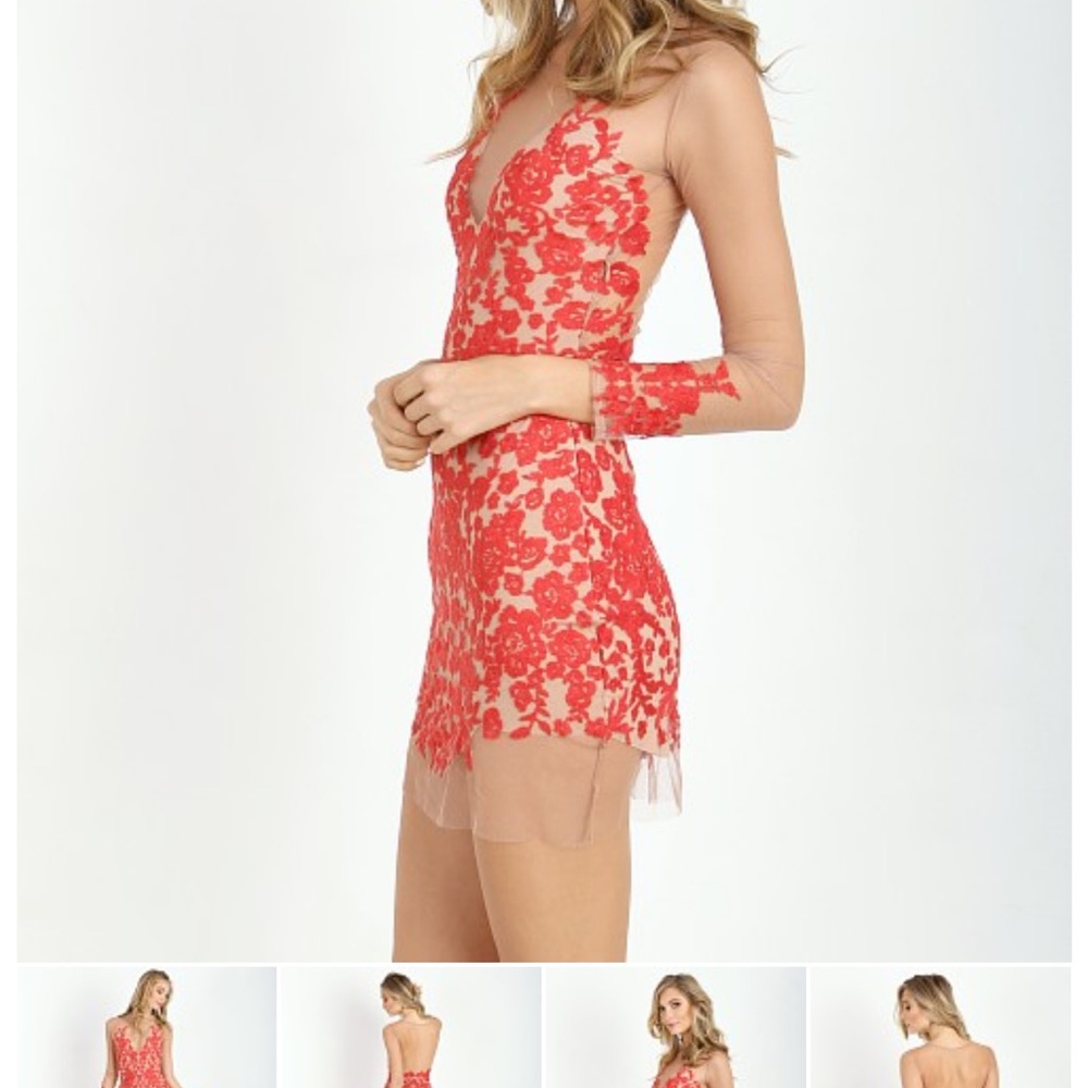 For love and lemons cream and red dress